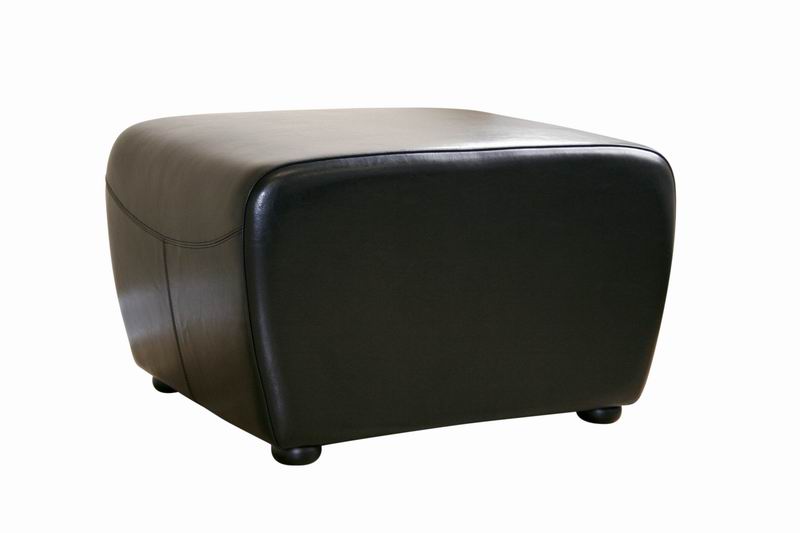 Baxton Studio Mendozza Black Leather Medium Sized Ottoman with Rouned Sides